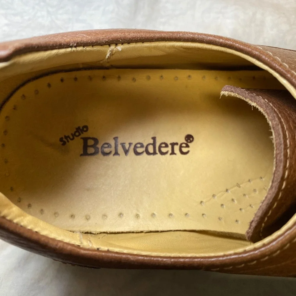 Studio Belvedere Baybridge Brown Leather Oxford‎ Dress Shoes Mens 10D